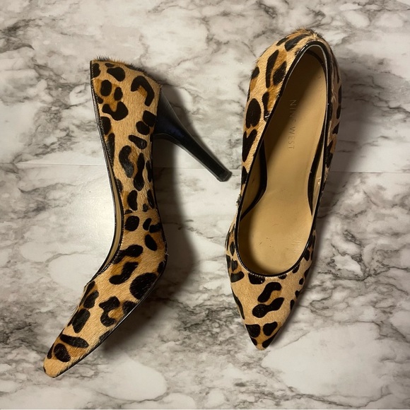 Nine West Shoes - Nine West Animal Print Leather Real Fur Heels